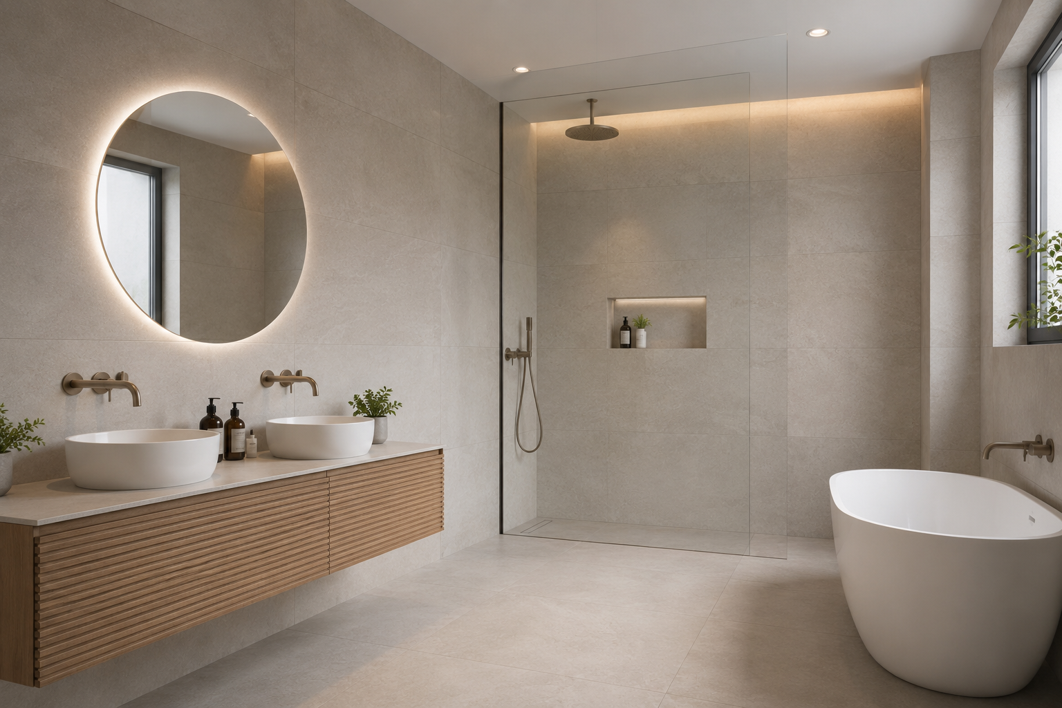 Salle de bain en grès cérame
