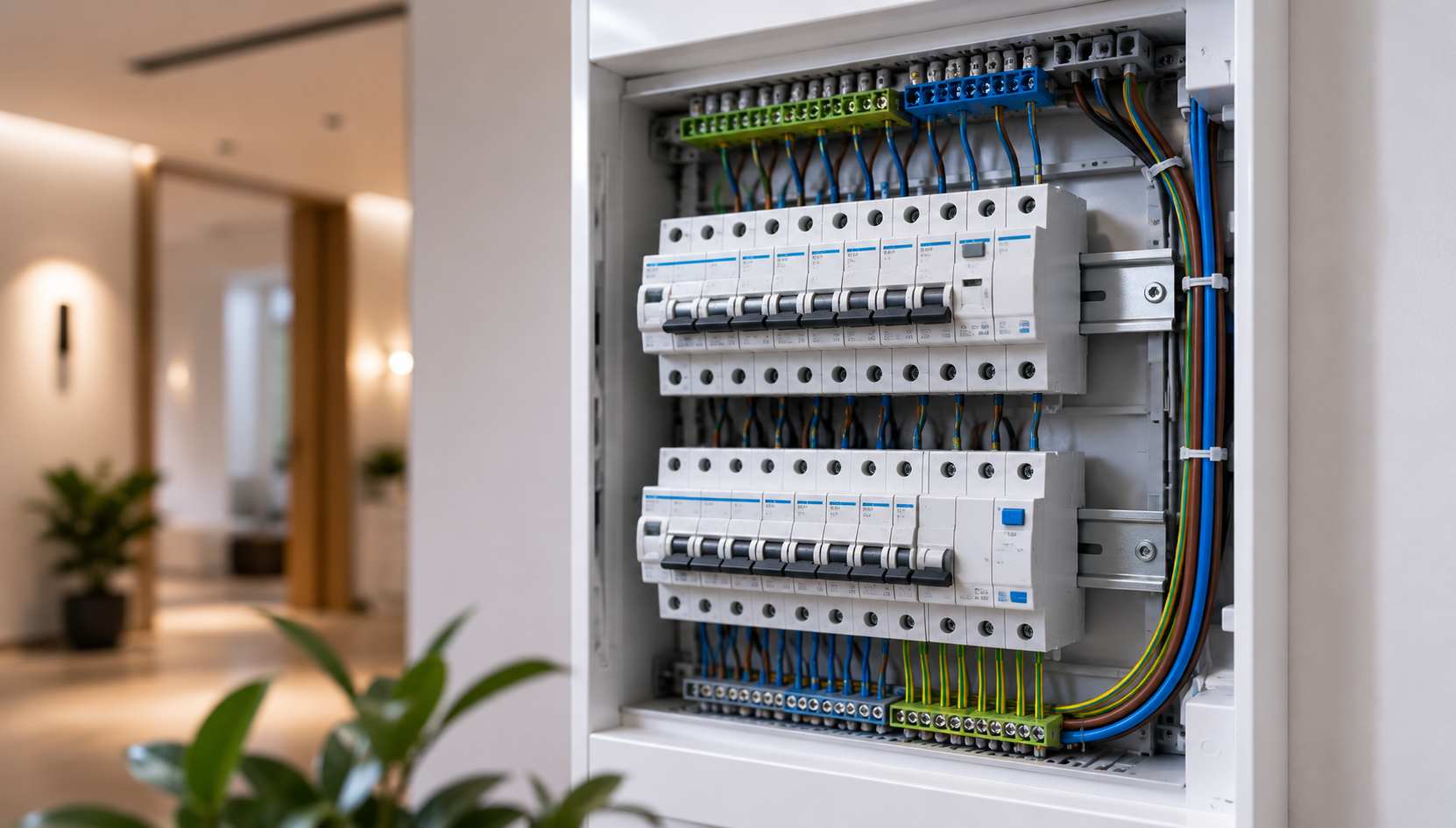 Tableau électrique neuf, propre et aux normes installé par Voltys